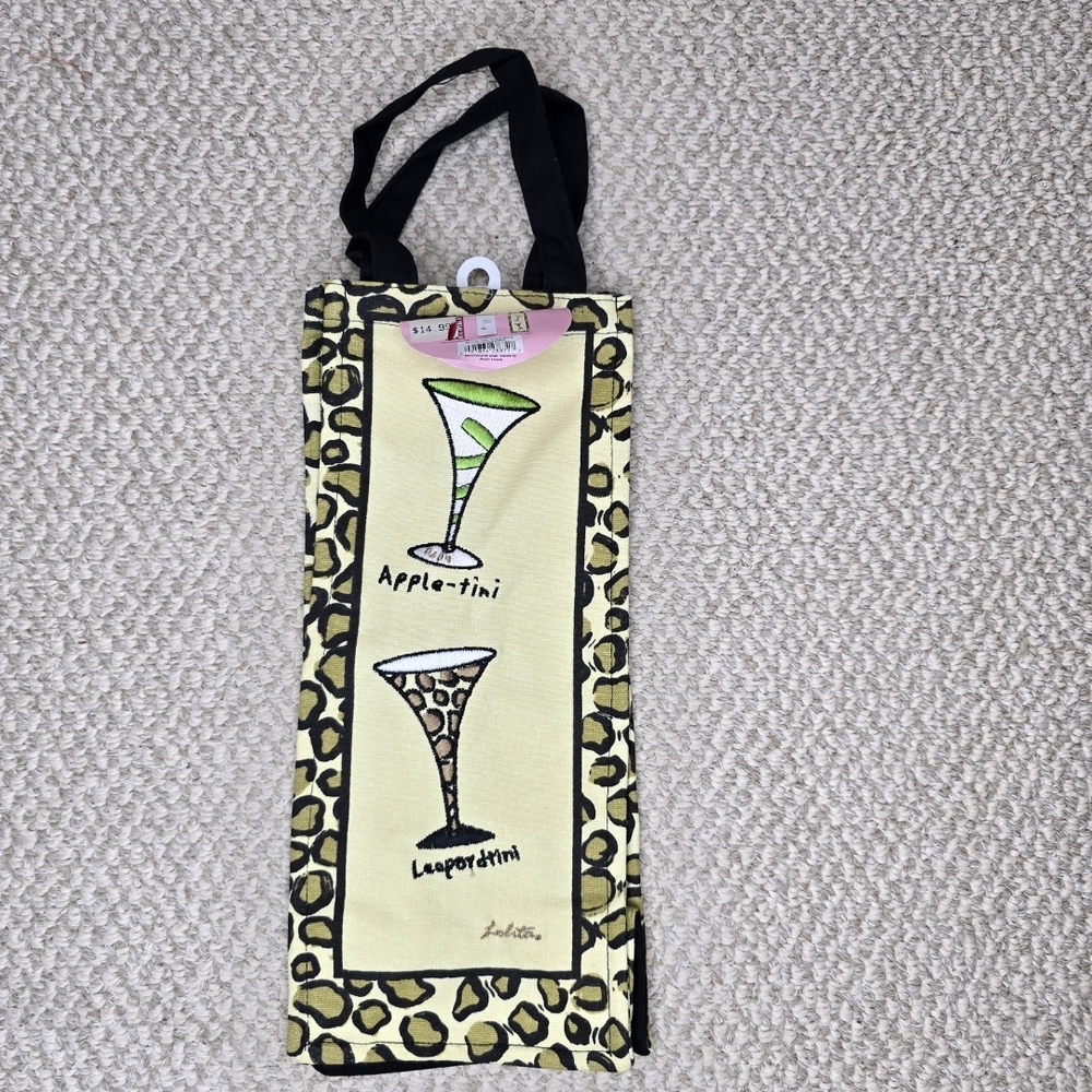 Lolita Leopard and Martini Print Wine Bag NWT
